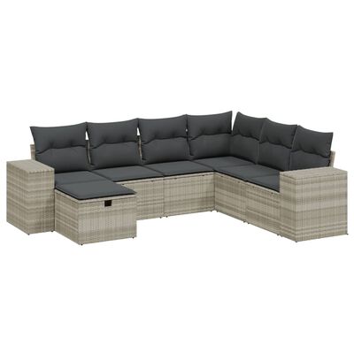 vidaXL Salon de jardin avec coussins 7 pcs gris clair résine tressée