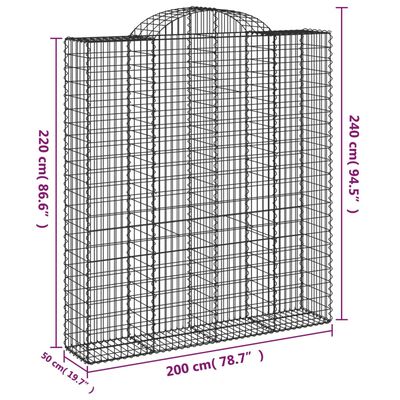 vidaXL Paniers à gabions arqués 6 pcs 200x50x220/240 cm Fer galvanisé