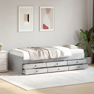 vidaXL Lit de jour avec tiroirs sans matelas gris béton 75x190 cm