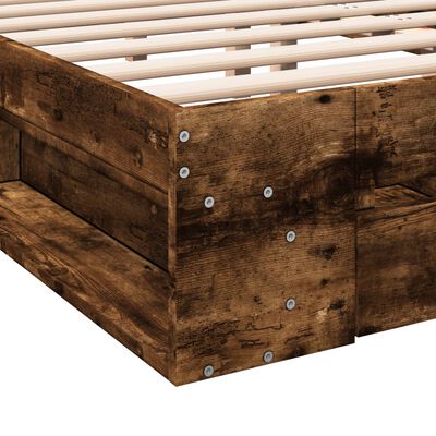 vidaXL Cadre de lit avec tiroirs sans matelas chêne fumé 140x190 cm