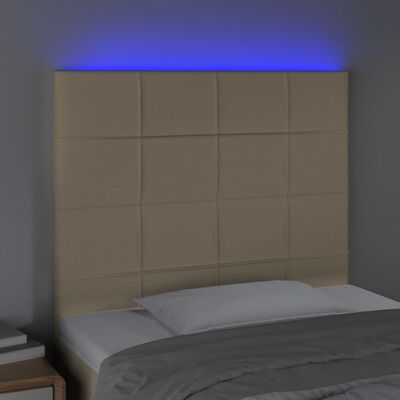 vidaXL Tête de lit à LED Crème 100x5x118/128 cm Tissu