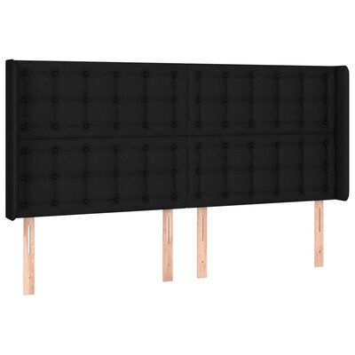 vidaXL Tête de lit avec oreilles Noir 183x16x118/128 cm Tissu