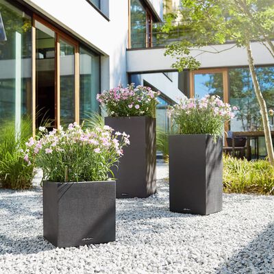 LECHUZA Jardinière CANTO Stone 30 High ALL-IN-ONE Noir graphite