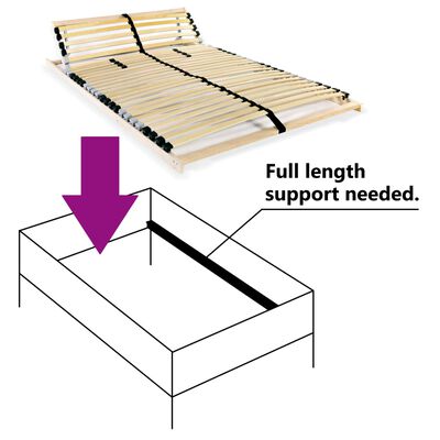 vidaXL Sommier à lattes sans matelas avec 28 lattes 7 zones 120x200 cm