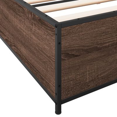 vidaXL Cadre de lit chêne marron 180x200 cm bois d'ingénierie et métal