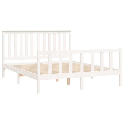 vidaXL Cadre de lit avec tête de lit blanc bois pin massif Très grand