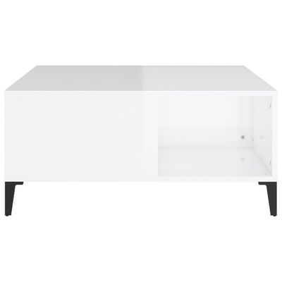 vidaXL Table basse blanc brillant 80x80x36,5 cm bois d'ingénierie