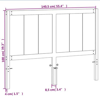 vidaXL Tête de lit cire marron 135 cm bois massif de pin