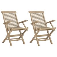 vidaXL Chaises de jardin pliantes 2pcs gris 56x61x89cm bois de teck