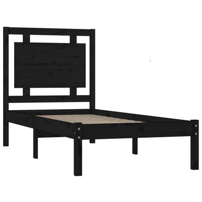 vidaXL Cadre de lit Noir Bois massif 90x190 cm Simple