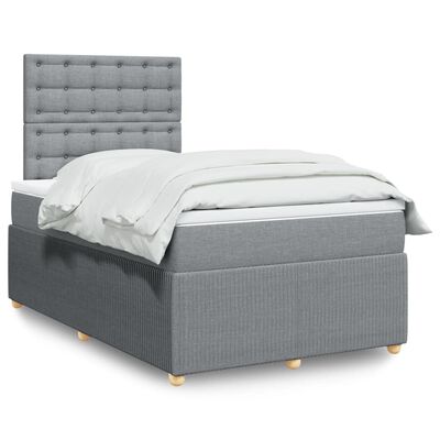 vidaXL Sommier à lattes de lit et matelas gris clair 120x190 cm tissu