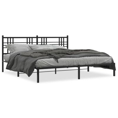 vidaXL Cadre de lit métal sans matelas avec tête de lit noir 193x203cm