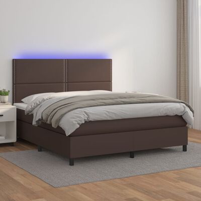 vidaXL Sommier à lattes de lit avec matelas et LED Marron 140x200 cm