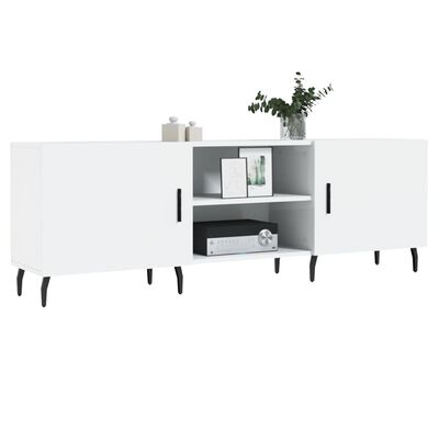 vidaXL Meuble TV blanc brillant 150x30x50 cm bois d'ingénierie