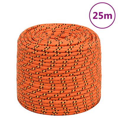 vidaXL Corde de bateau Orange 8 mm 25 m Polypropylène