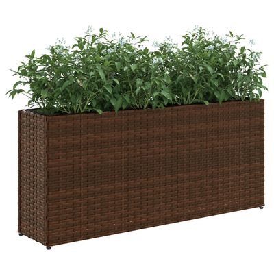 vidaXL Jardinières avec 2 pots 2 pcs marron 90x20x40 cm résine tressée