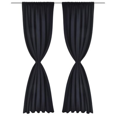 2 pcs Rideau Blackout Occultant Noir Tête à Fente 135 x 245 cm