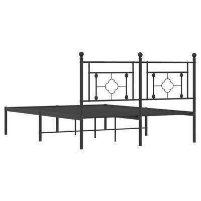 vidaXL Cadre de lit métal sans matelas avec tête de lit noir 135x190cm