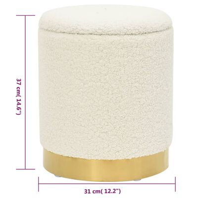 vidaXL Tabouret de rangement rond Blanc Molleton