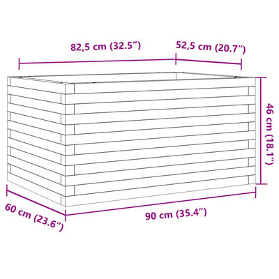 vidaXL Jardinière cire marron 90x60x46 cm bois de pin massif