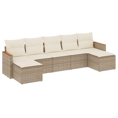 vidaXL Salon de jardin avec coussins 7 pcs beige résine tressée