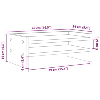 vidaXL Support de moniteur chêne marron 42x24x16 cm bois d'ingénierie