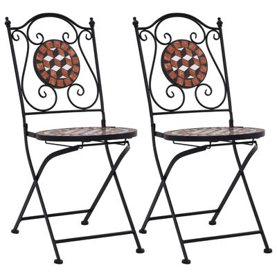 vidaXL Chaises de bistrot mosaïque lot de 2 Marron Céramique