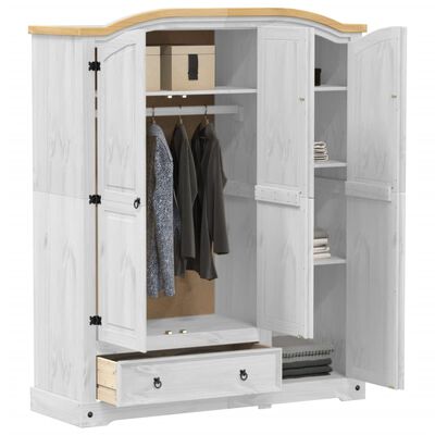 vidaXL Garde-robe Corona blanc 151,5x52x186 cm bois de pin massif