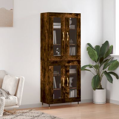 vidaXL Buffet haut Chêne fumé 69,5x34x180 cm Bois d'ingénierie