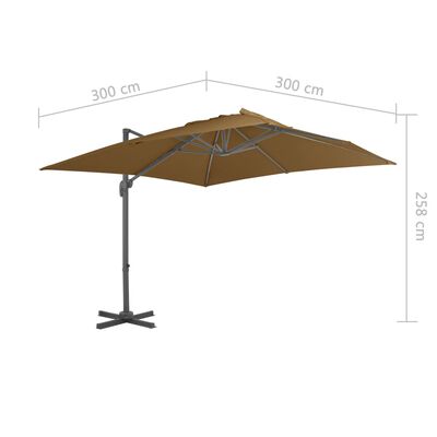 vidaXL Parasol de jardin en porte-à-faux et poteau en aluminium taupe