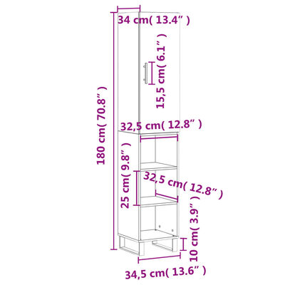 vidaXL Buffet haut Blanc 34,5x34x180 cm Bois d'ingénierie