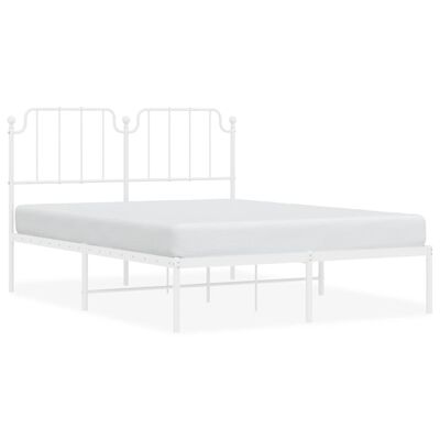 vidaXL Cadre de lit métal sans matelas et tête de lit blanc 140x190 cm