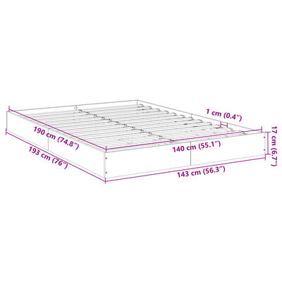 vidaXL Cadre de lit sans matelas chêne fumé 140x190 cm bois ingénierie