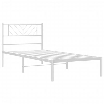 vidaXL Cadre de lit métal sans matelas et tête de lit blanc 107x203 cm