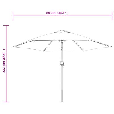 vidaXL Parasol sable blanc avec Poteau en Acier 3 m