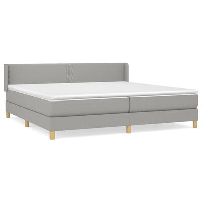 vidaXL Sommier à lattes de lit avec matelas Gris clair 200x200cm Tissu