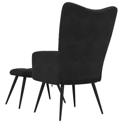 vidaXL Chaise de relaxation avec tabouret Noir Velours