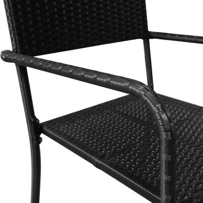 vidaXL Chaise à dîner de jardin empilable lot de 2 noir résine tressée