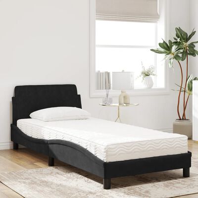 vidaXL Lit avec matelas noir 80x200 cm velours