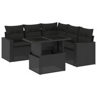 vidaXL Salon de jardin 6 pcs avec coussins noir résine tressée