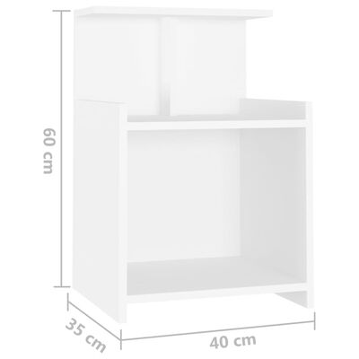 vidaXL Table de chevet Blanc 40x35x60 cm Aggloméré