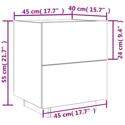 vidaXL Armoire de chevet et lumières LED chêne fumé bois d'ingénierie