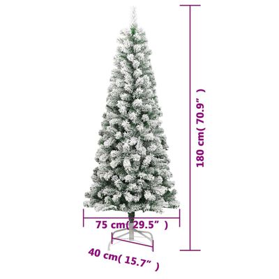 vidaXL Sapin de Noël artificiel à charnières avec neige floquée 180 cm