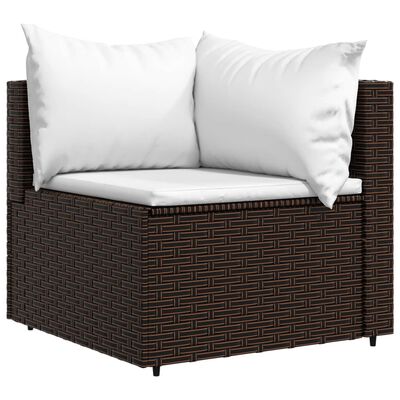 vidaXL Salon de jardin 3 pcs avec coussins marron résine tressée