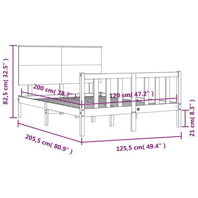 vidaXL Cadre de lit sans matelas noir 120x200 cm bois de pin massif