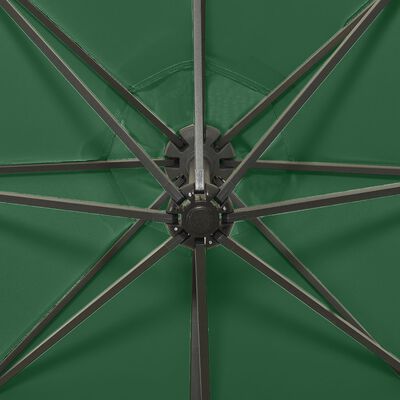 vidaXL Parasol de jardin en porte-à-faux et mât et lumières LED vert