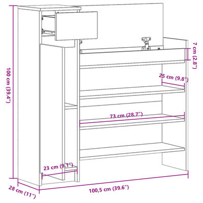 vidaXL Armoire à chaussures gris béton bois d'ingénierie