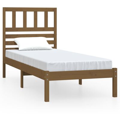 vidaXL Cadre de lit sans matelas marron miel 75x190 cm bois pin massif