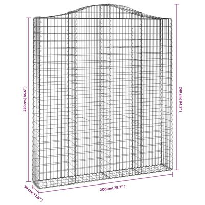 vidaXL Paniers à gabions arqués 2 pcs 200x30x220/240 cm fer galvanisé