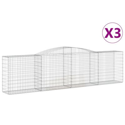 vidaXL Paniers à gabions arqués 3 pcs 400x50x100/120 cm Fer galvanisé